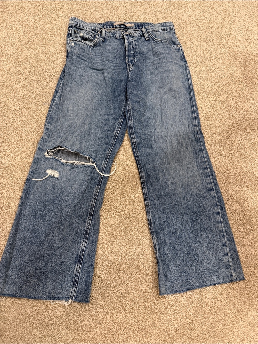 Hudson women’s Jeans Wide-Leg Distressed Blue Denim super soft